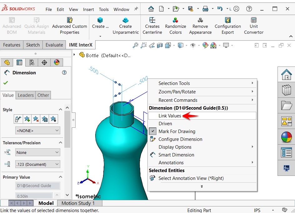 Link Dimensions Using Syntax How to link typical dimension in Part Document? - IME Wiki