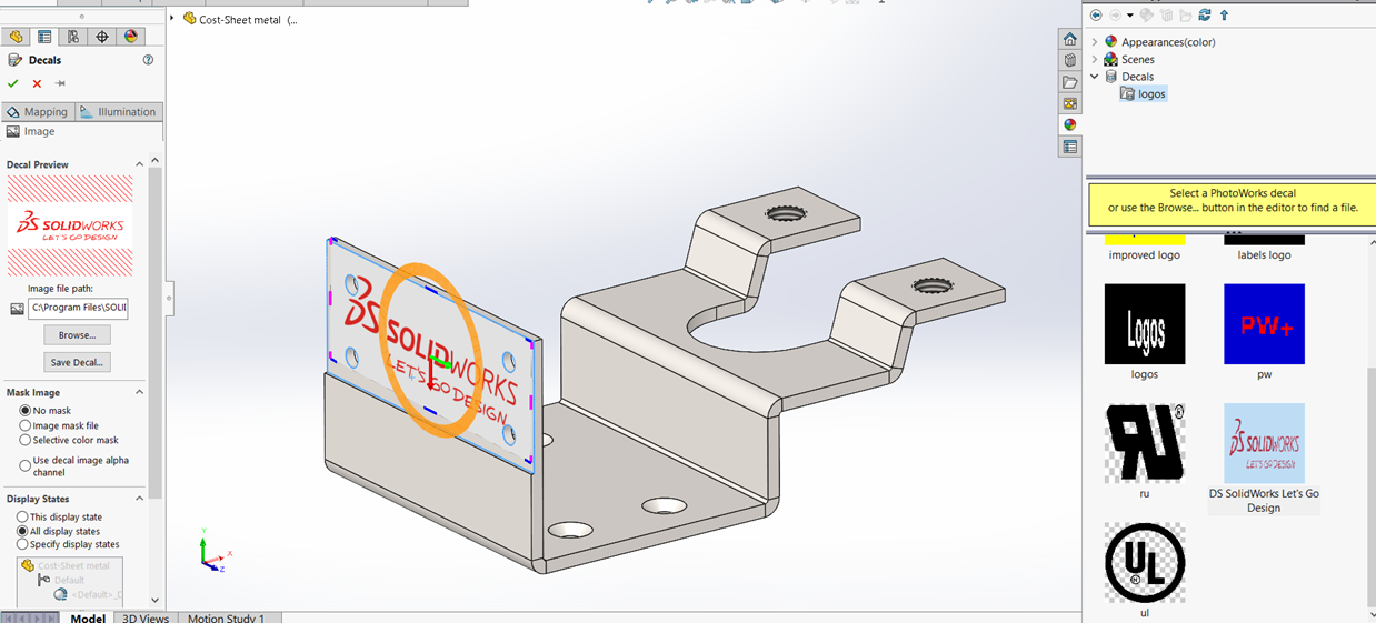 SOLIDWORKS Visualize Importing Decal to SOLIDWORKS Visualize IME Wiki