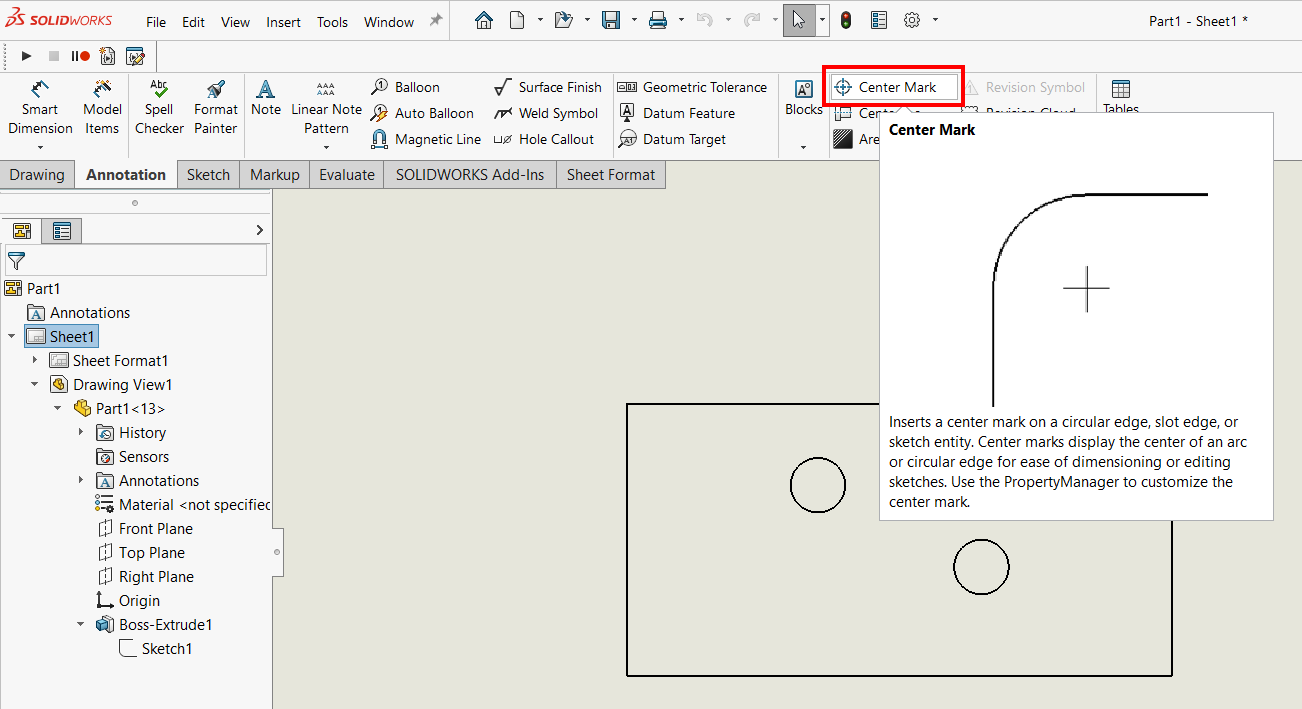 Quick Way to Measure Hole Center Distance in SOLIDWORKS - IME Wiki