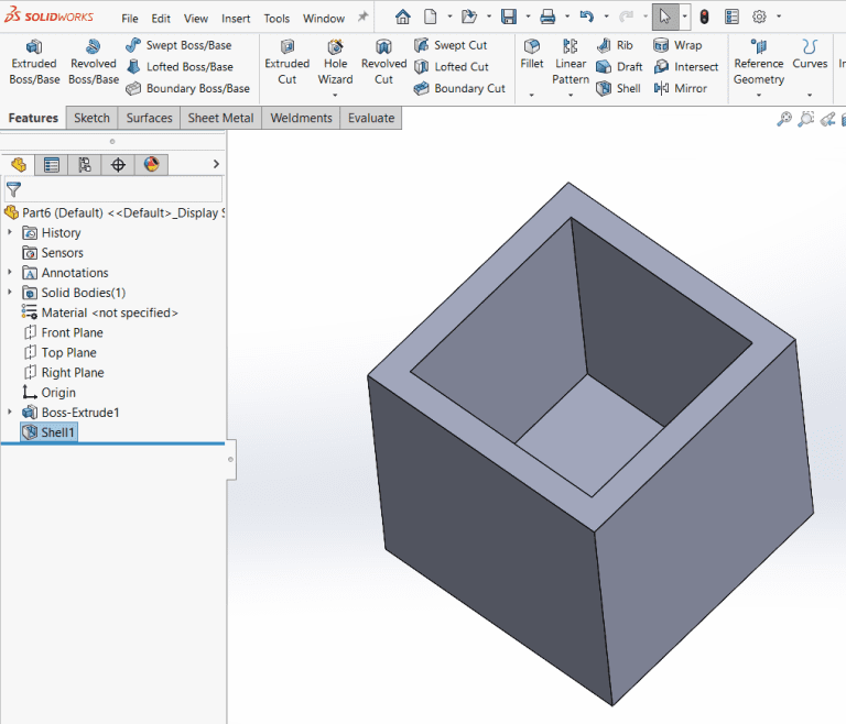 Features In Solidworks Using Shell Feature in SOLIDWORKS - IME Wiki