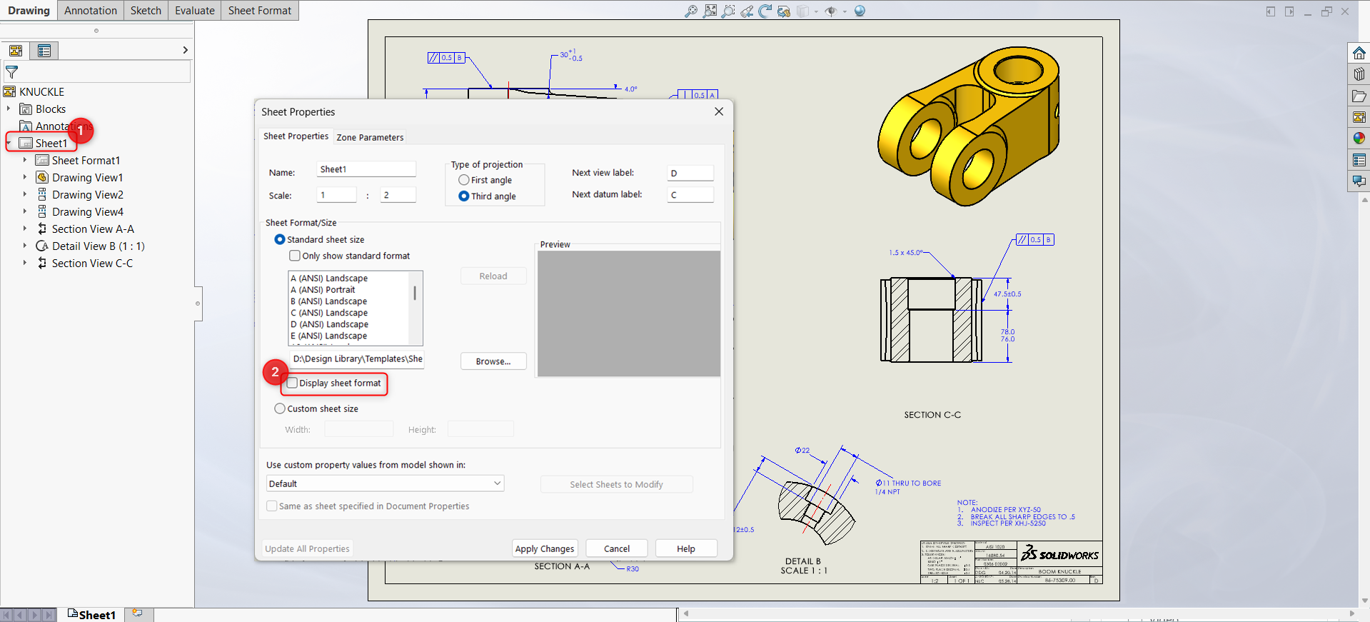 Steps to Hide the Sheet Format in SOLIDWORKS Drawings - IME Wiki